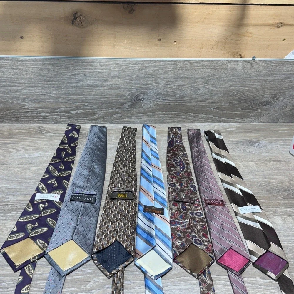 Lot of 7 Various Ties Pantani Rafaello Cougar Courtenay Austin Oleg Cassini Tie